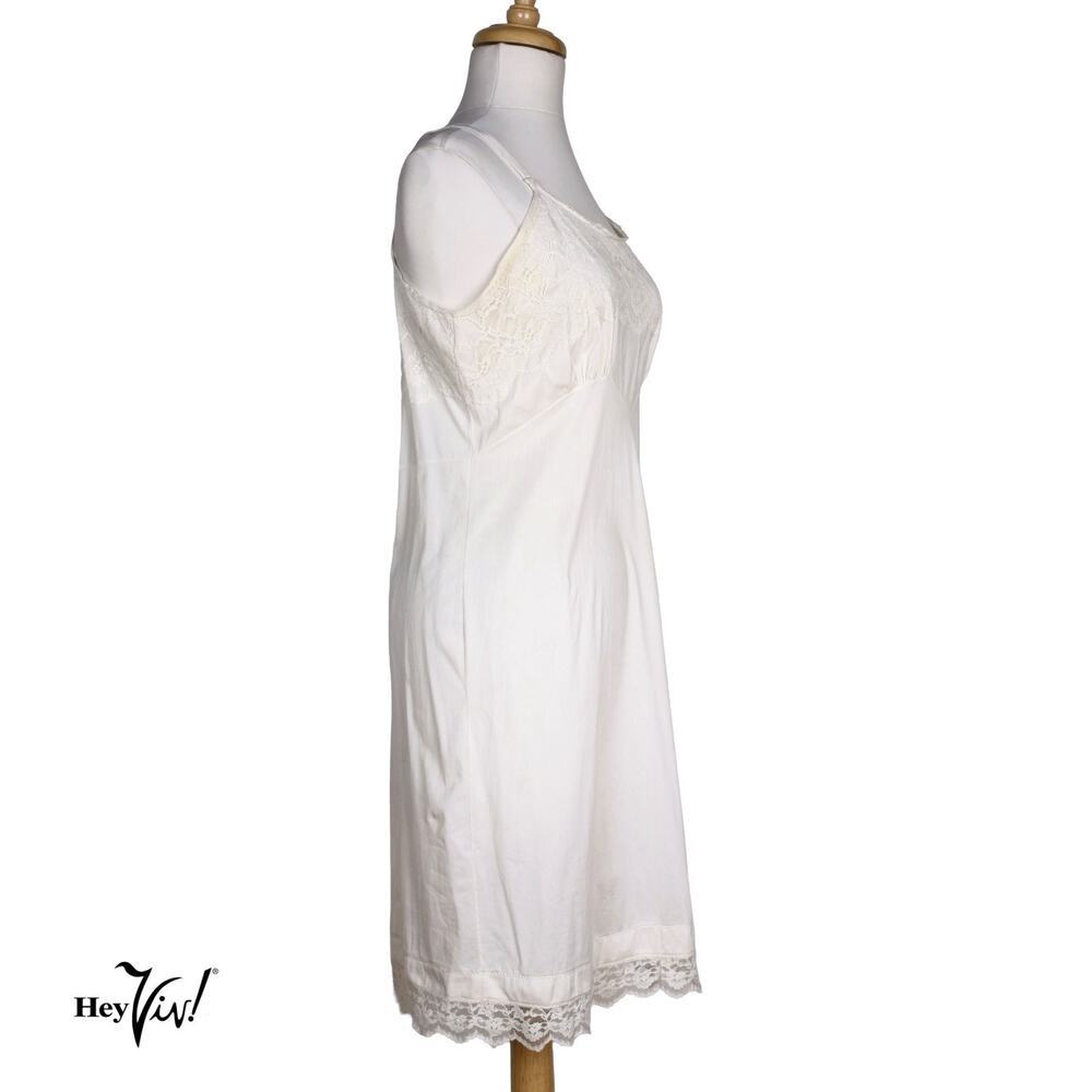 Vintage Ivory Full Slip Size 38 Reg Lace Trim Nylon Lingerie Dress Slip- Hey Viv - Picture 3 of 7